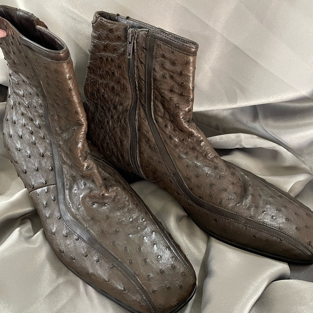 Prada size 10 1/2 mens ostrich leather boots.